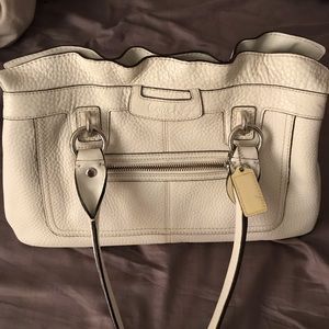 White leather medium coach purse